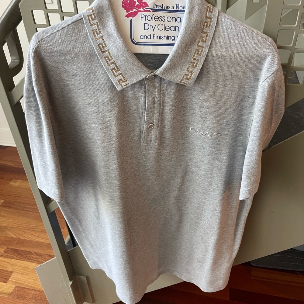 Versace Gray Polo Shirt Classic Design
